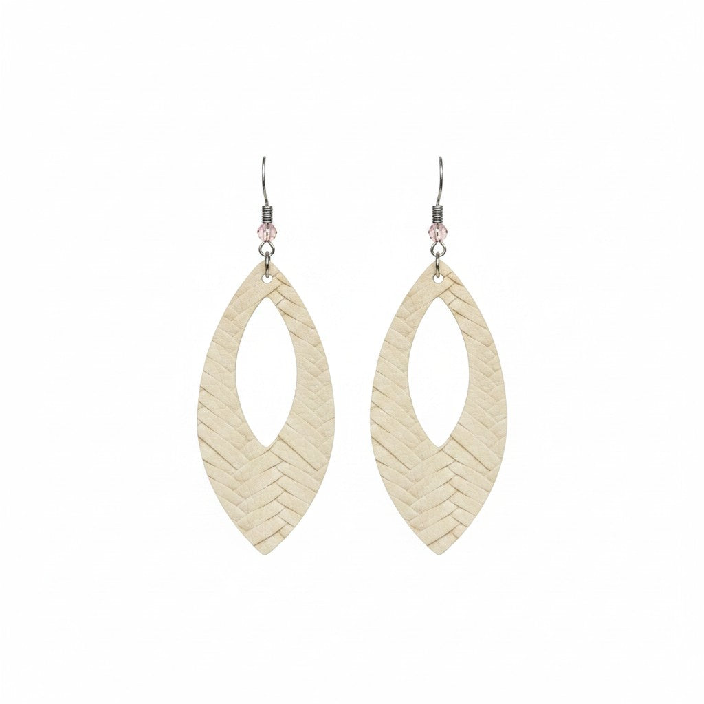 Desert Sand Fishtail Open Leaf Leather Earrings