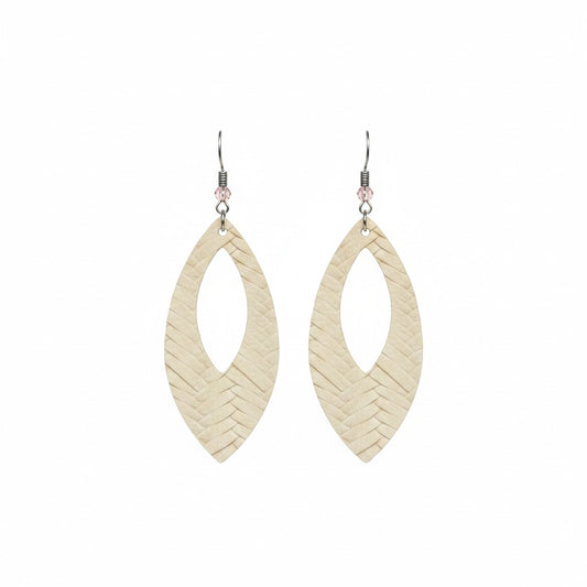 Desert Sand Fishtail Open Leaf Leather Earrings