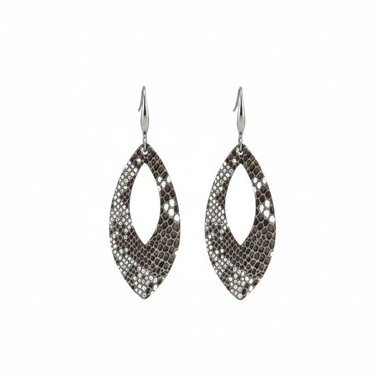 Brown Frost Snake Leather Earrings