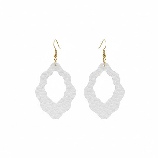Matte White Snake Leather Earrings