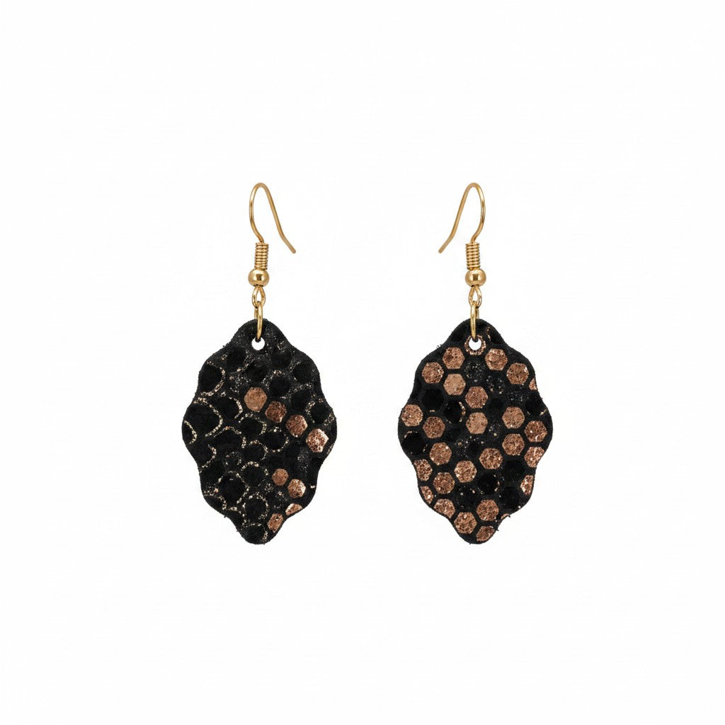 Rose Dust Sunset Scallop Leather Earrings