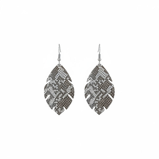 Brown Frost Snake Leather Earrings