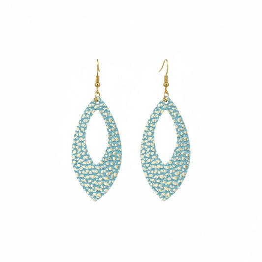 Gold Tipped Mint Open Leaf Leather Earrings