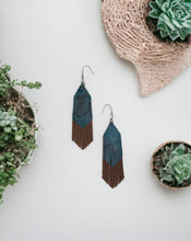 Load image into Gallery viewer, Brown and Turquoise Genuine Leather Earrings - E19-170