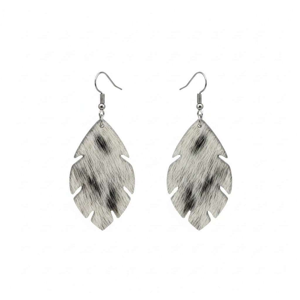 Salt & Pepper Feather Earrings