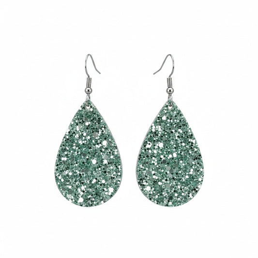 Sea Glass Glitter Teardrop Earrings