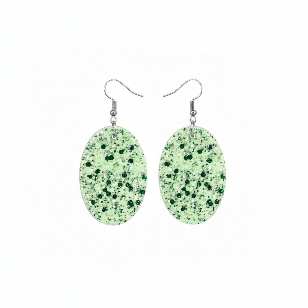 Mint Julep Glitter Oval Earrings
