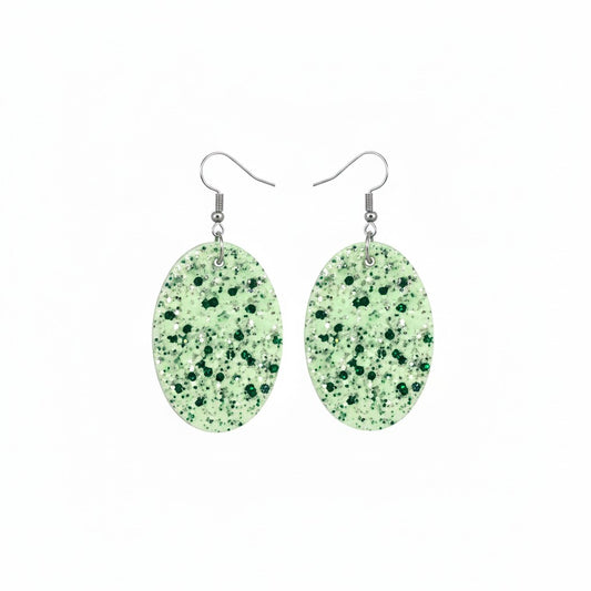 Mint Julep Glitter Oval Earrings