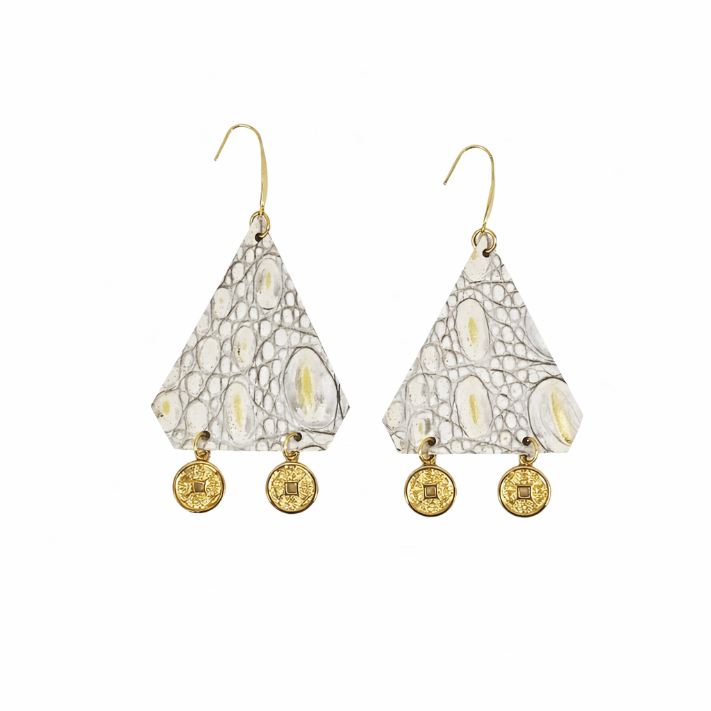 Ivory & Gold Coin Accent Earrings