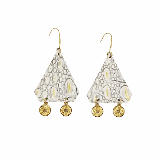 Ivory & Gold Coin Accent Earrings