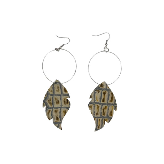 Sage Aztec Hoop Feather Earrings