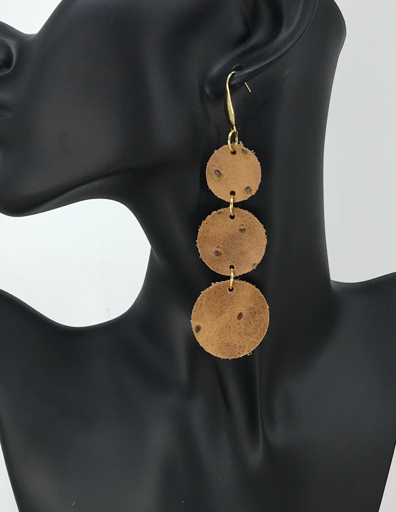Rustic Pecan Leather Earrings - E19-1786