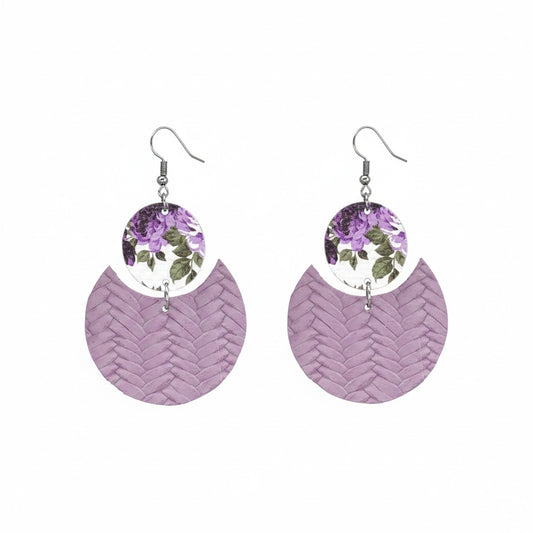Orchid Fishtail Bouquet Double Circle Leather Earrings