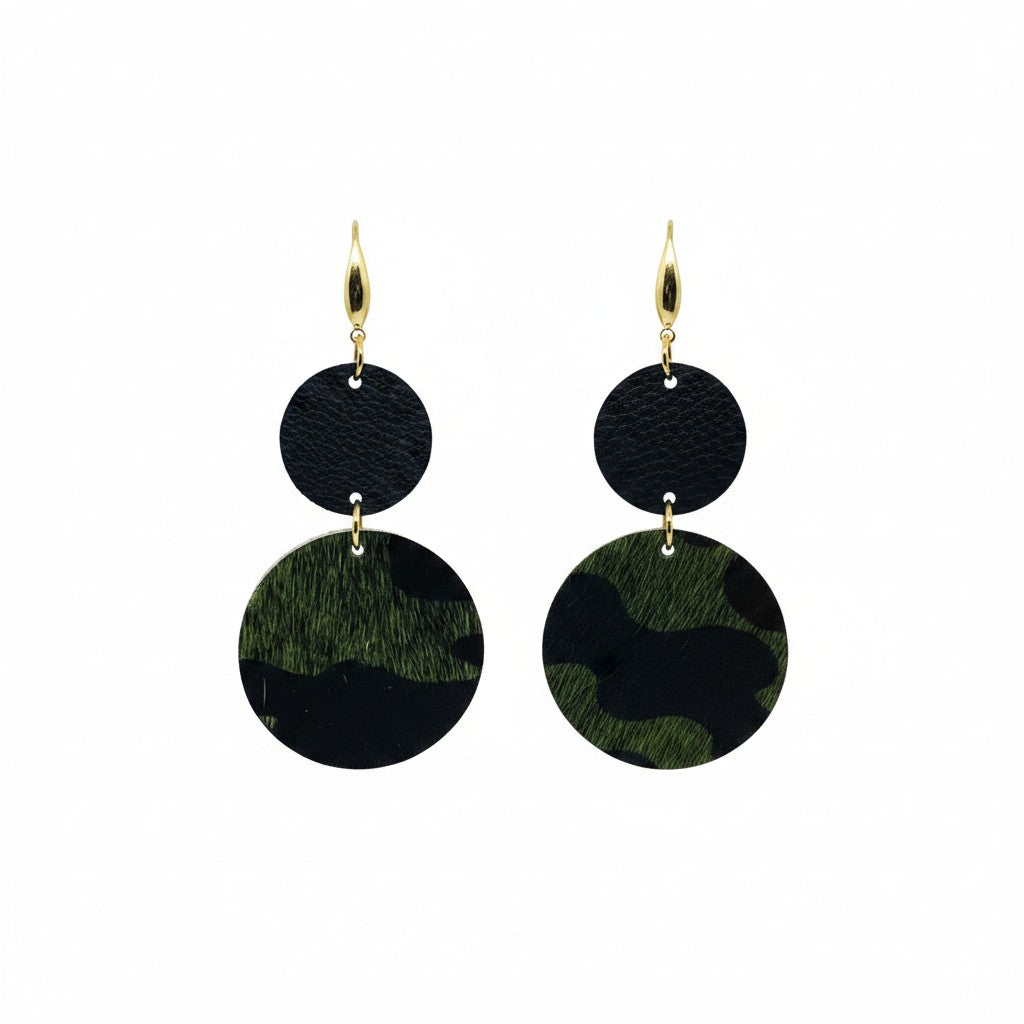 Evergreen Camo Double Circle Earrings