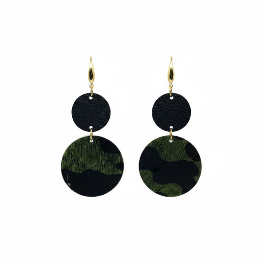 Evergreen Camo Double Circle Earrings
