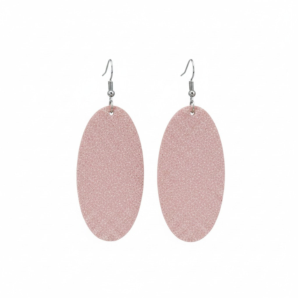 Pink Lemonade Dazzle Oval Leather Earrings