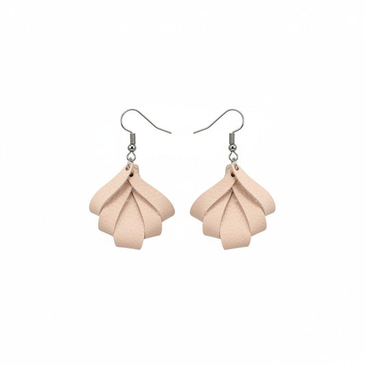 Flesh Pink Divine Petal Leather Earrings