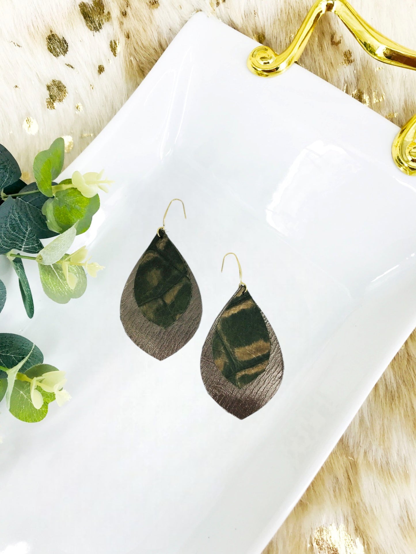Layered Genuine Leather Earrings - E19-1823