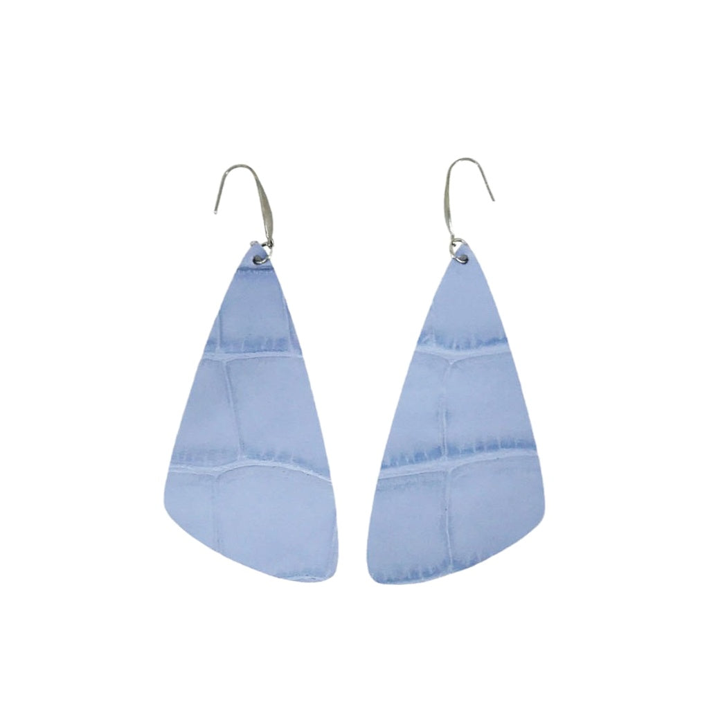 Soft Blue Alligator Statement Earrings