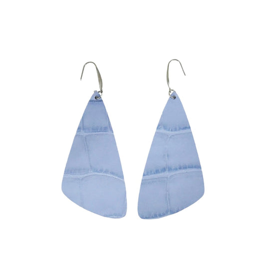 Soft Blue Alligator Statement Earrings