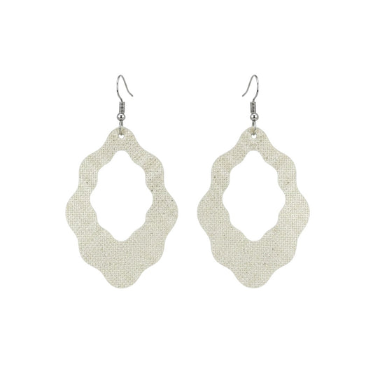 Italian Saffiano Platinum Open Scallop Leather Earrings