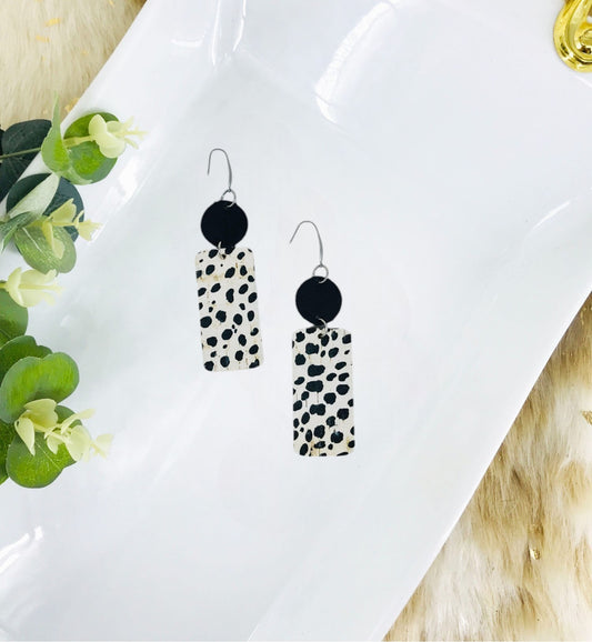 Black and White Cheetah Leather Earrings - E19-1839