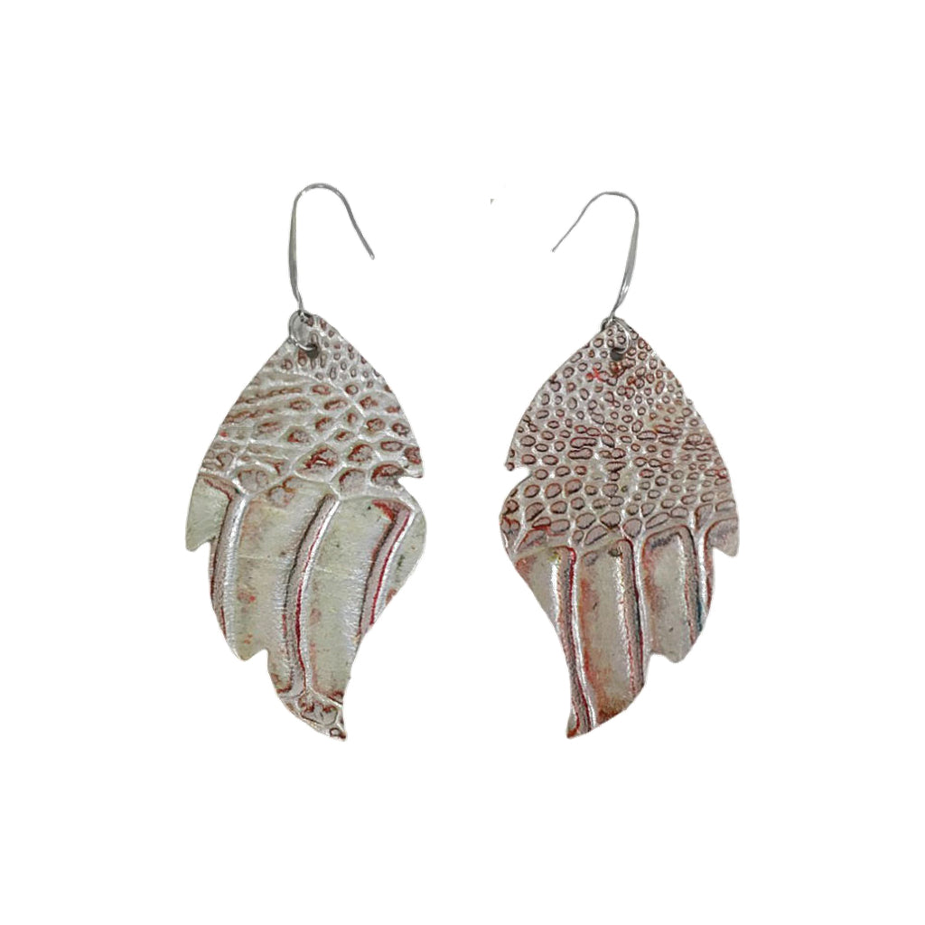 Rainbow Lizard Feather Drop Earrings