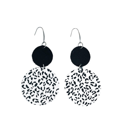 Black & White Leopard Statement Circle Earrings
