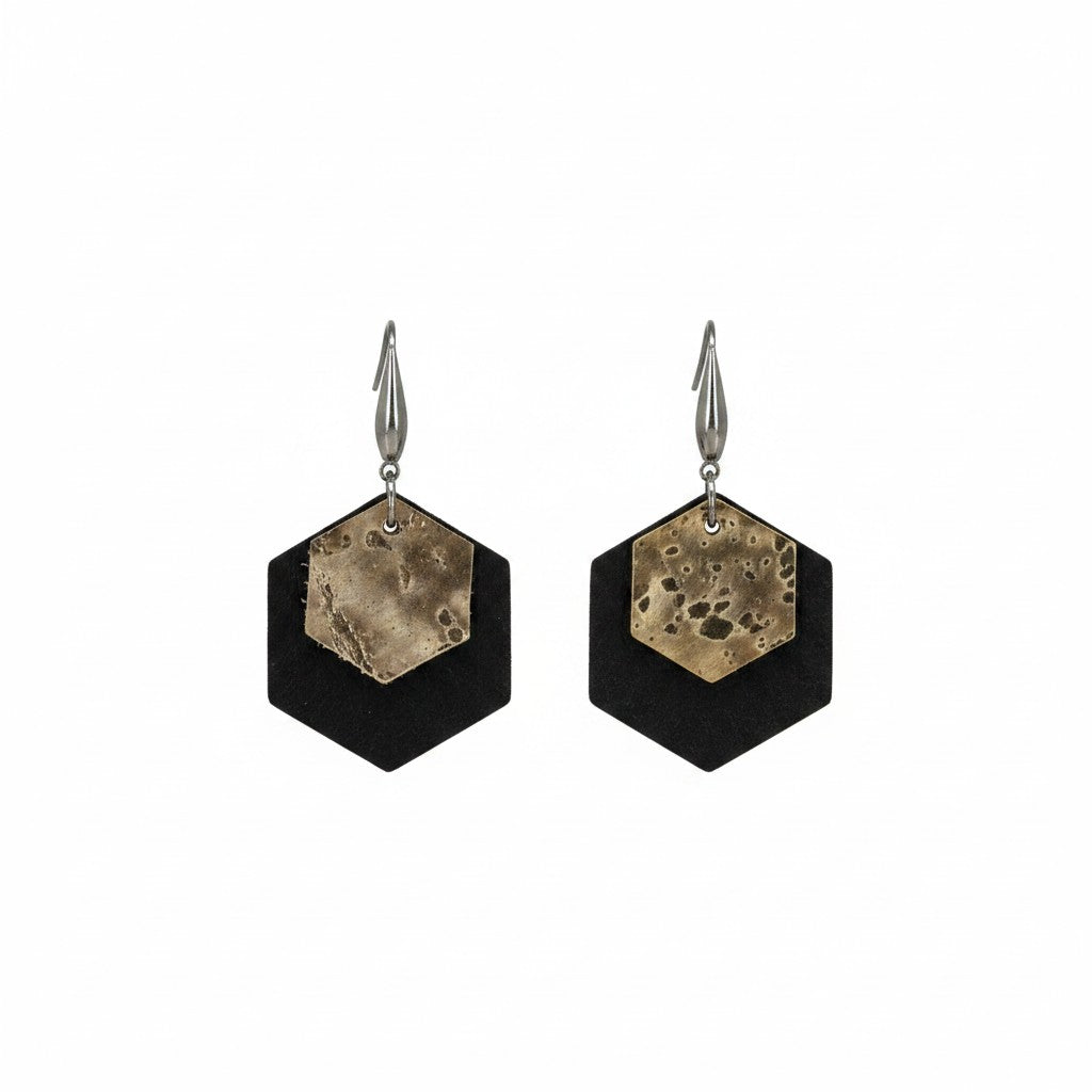 Charcoal Genuine Leather Earrings - E19-184