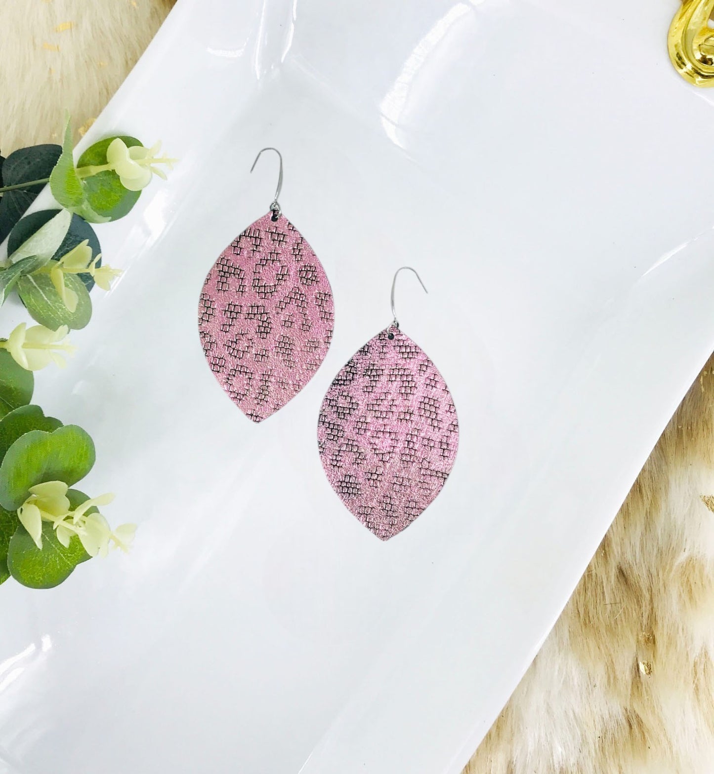 Holographic Leopard Leather Earrings - E19-1863
