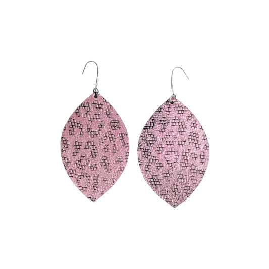 Pink Holographic Leopard Statement Earrings
