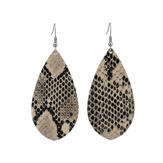 Fringe Snake Leather Earrings