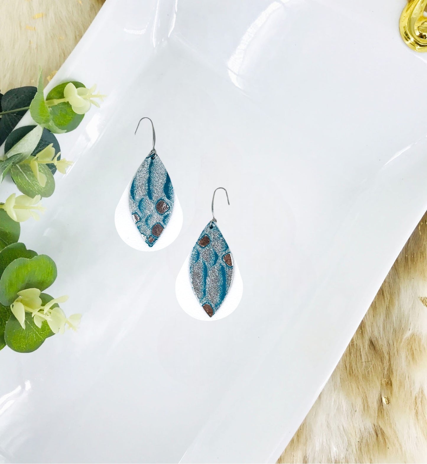 Layered Genuine Leather Earrings - E19-1880