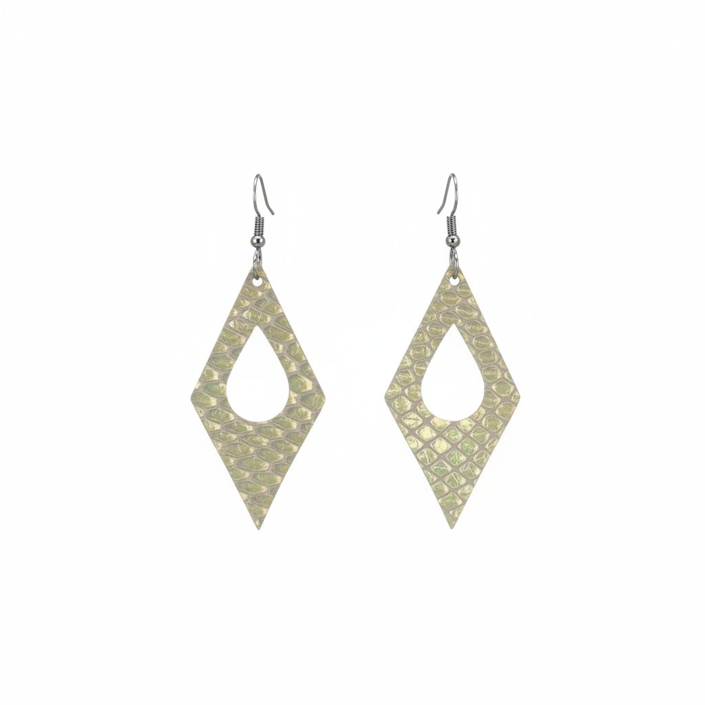 Sage Silver Snake Leather Earrings