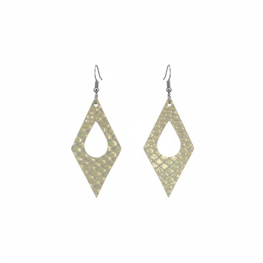 Sage Silver Snake Leather Earrings
