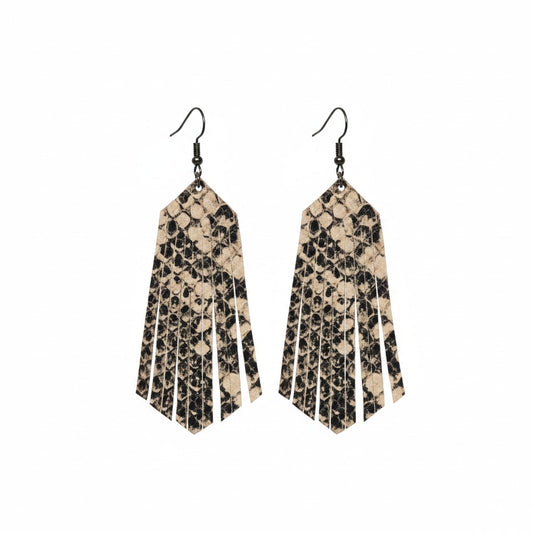 Fringed Snake Leather Earrings