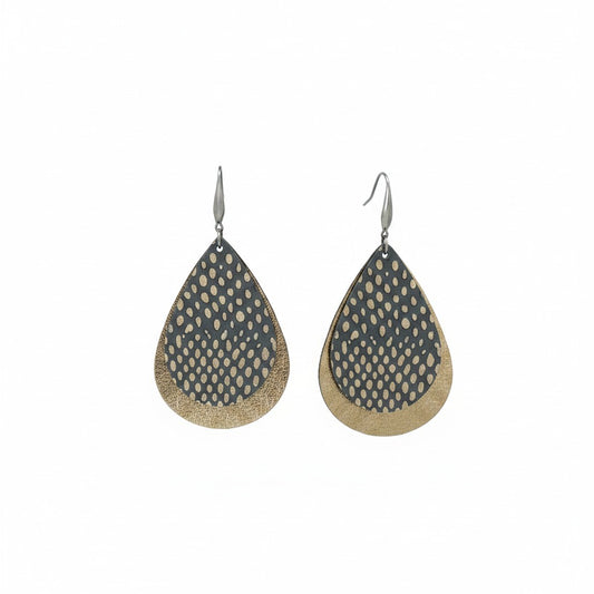 Pewter and Bronze Snake Leather Earrings