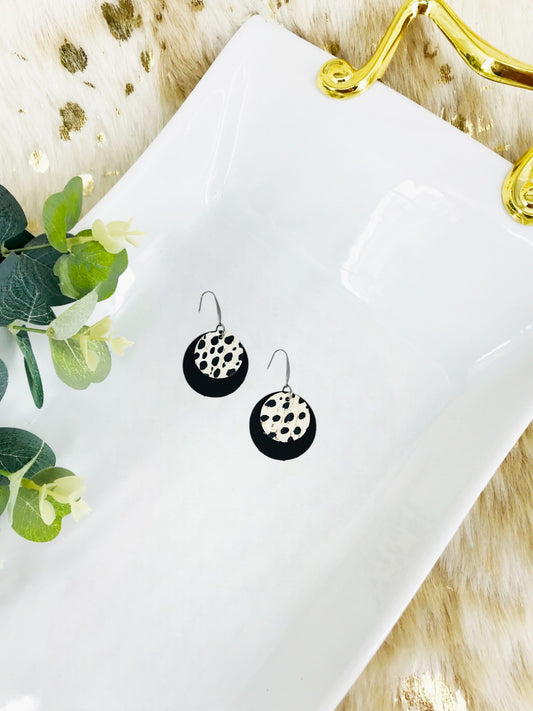 Mini Black Cheetah Leather Earrings - E19-1906