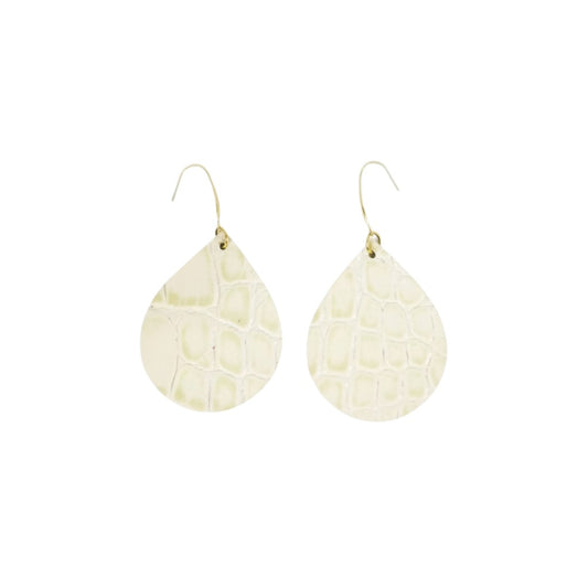 Ivory Alligator Teardrop Earrings