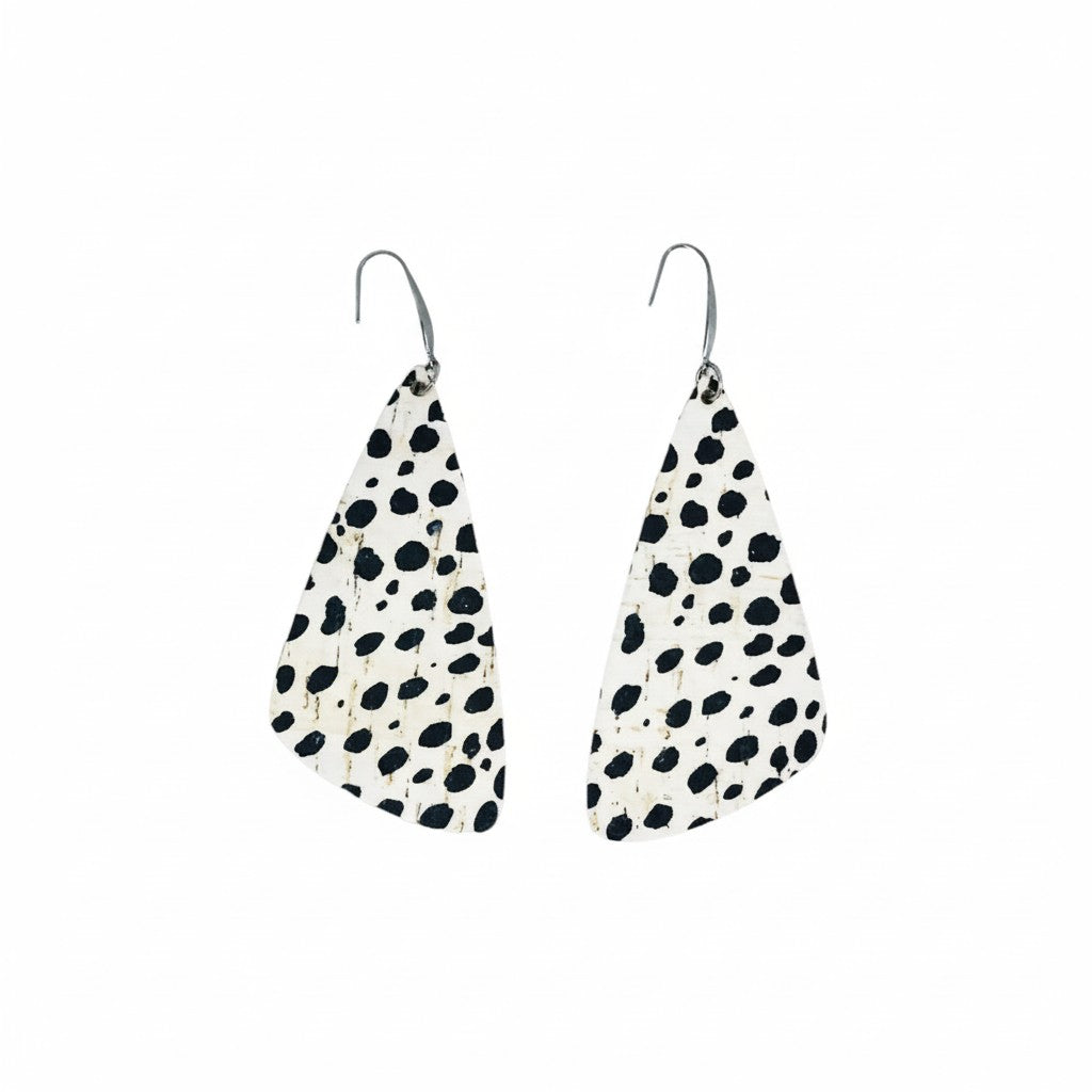 Mini Black Cheetah Cork Dangle Earrings