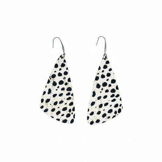 Mini Black Cheetah Cork Dangle Earrings
