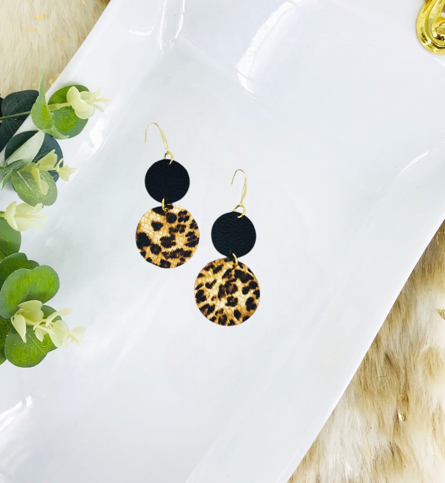 Banana Leopard Leather Earrings - E19-1915