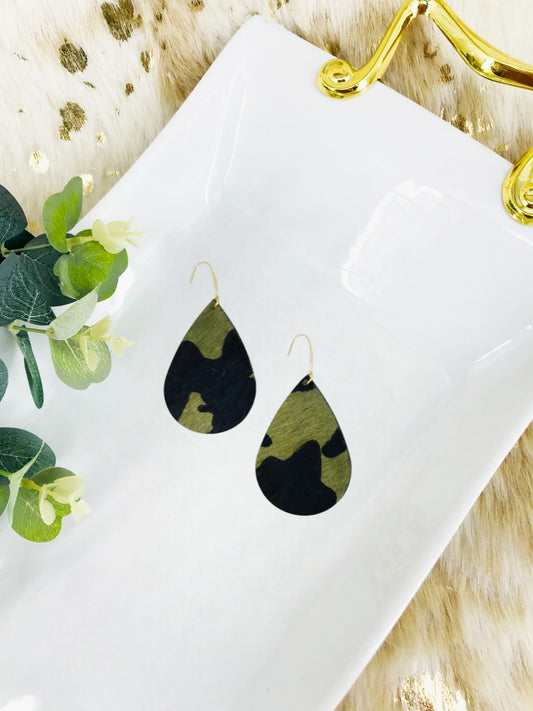 Hair On Camo Leather Earrings - E19-1917