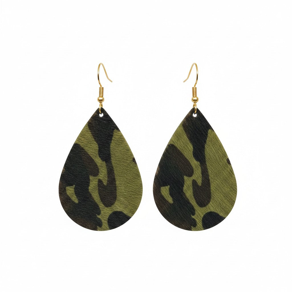 Evergreen Camo Classic Teardrop Earrings
