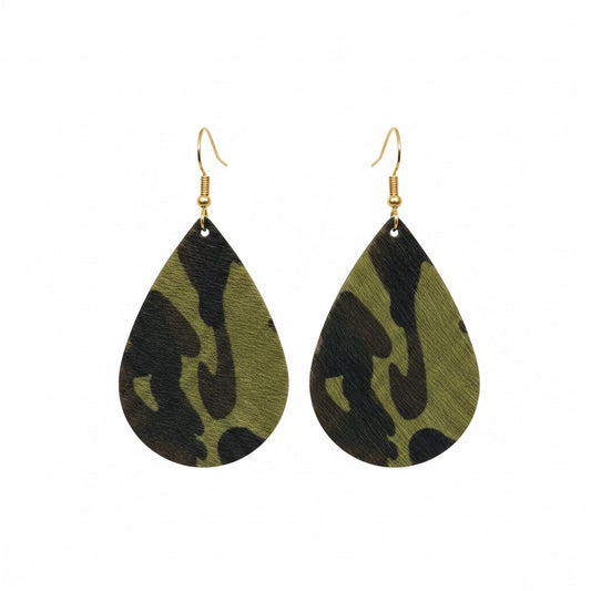 Evergreen Camo Classic Teardrop Earrings
