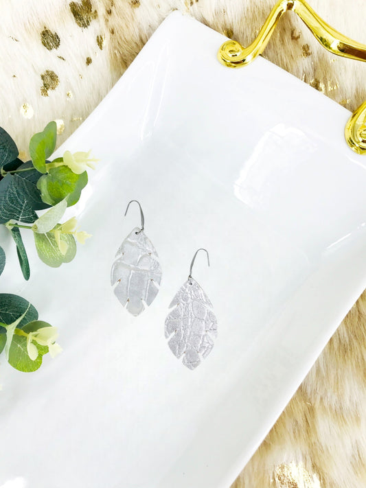 Metallic Silver Genuine Leather Earrings - E19-1918