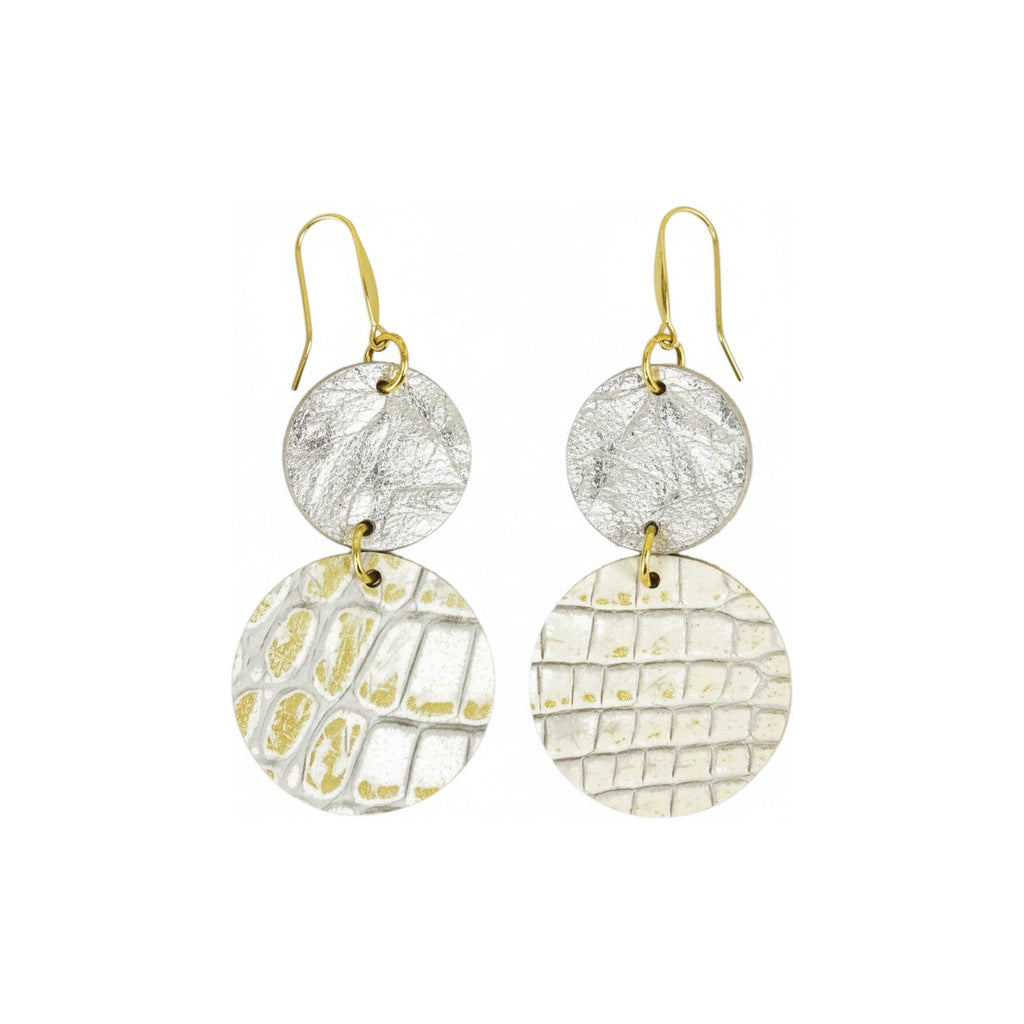 Gold & Ivory Double Circle Statement Earrings