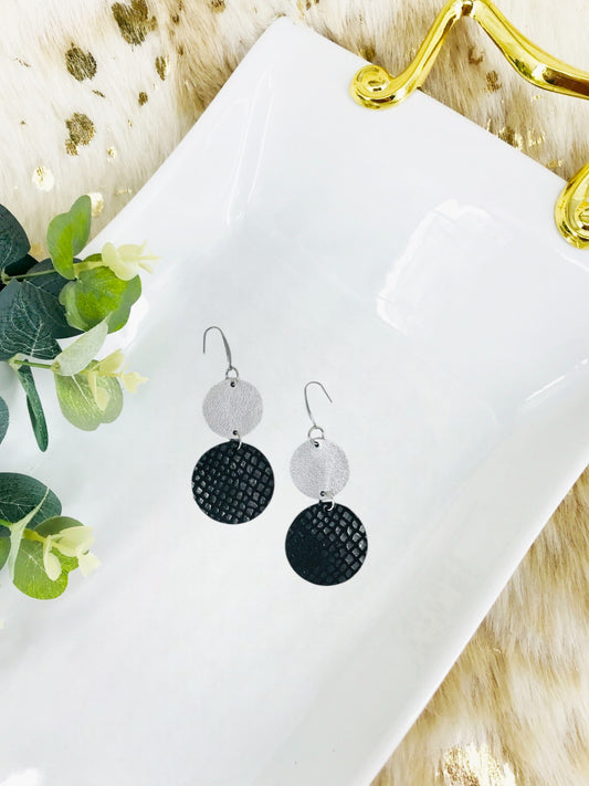 Silver and Snake Leather Earrings - E19-1929