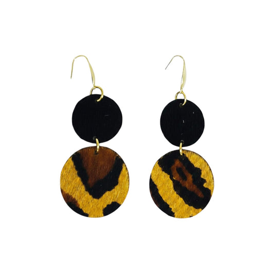 Golden Prowl Double Circle Earrings