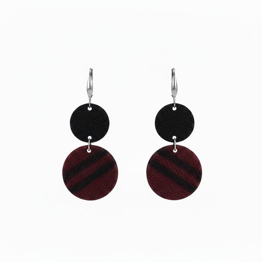 Crimson Shadow Double Circle Earrings